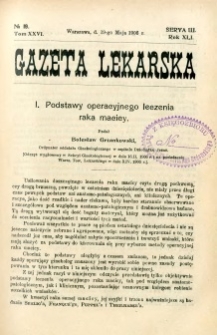 Gazeta Lekarska 1906 R.41, t.26, nr 19