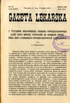 Gazeta Lekarska 1906 R.41, t.26, nr 37