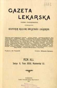 Gazeta Lekarska 1906 R.41 : spis treści tomu XXVI
