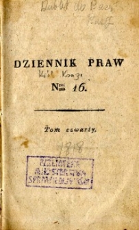 Dziennik praw Królestwa Polskiego. T. 4, nr 16-19.