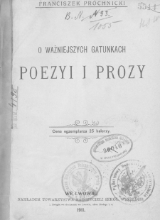 O ważniejszych gatunkach poezji i prozy