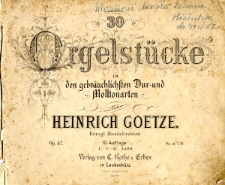 30 Orgelstücke in den gebräuchlichften D-dur - und Molltonarten Op. 42