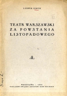 Teatr warszawski za Powstania listopadowego
