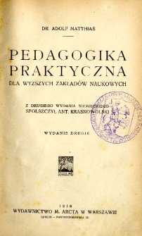 Pedagogika praktyczna dla wyższych zakładów naukowych