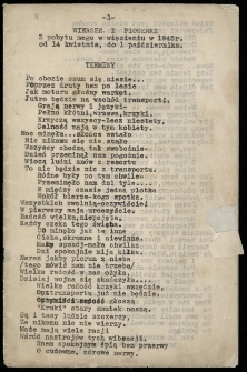 Wiersze i piosenki autorstwa Ligii Haliny Liskowackiej-Zinkowi, napisane w więzieniu, Rawicz, 1945 r.