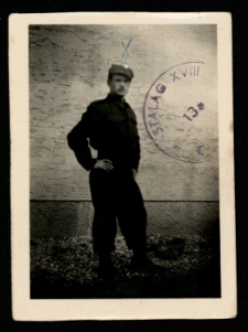 Polski jeniec wojenny w obozie karnym Stalag XVIII C, Markt Pongau, Niemcy, 1942 r.