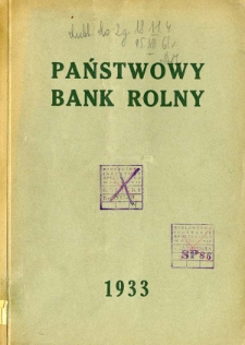 Sprawozdanie z działalności Państwowego Banku Rolnego za 1933 rok