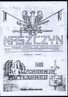 Strona tytułowa pisma »Nasz Czyn« wydawanego przez białostocki okręg NSZ w czasie II Wojny Światowej, Białystok, 21 listopada 1943 r.