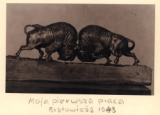 Pierwsza rzeźba Stanisława Wakulińskiego, Białowieża, 1943 r.