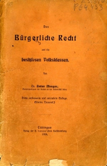 Das Bürgerliche Recht und die besitzlosen Volksklassen