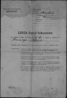 Lista lokatorów nieruchomości należącej do Wincentego Prusa, ul. Koszykowa 4, Białystok, 1931 r.