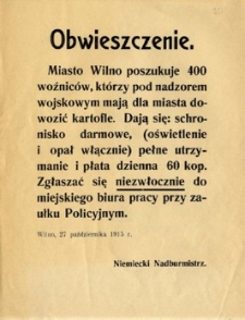 Miasto Wilno poszukuje 400 woźniców [...]
