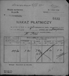 Nakaz płatniczy wystawiony na Wincentego Prusa za podatek od nieruchomości przy ul. Koszykowej 4, Białystok, 2 kwietnia 1928 r.