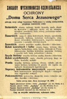 Zakłady Wychowawczo - Rzemieślnicze Ochrony "Domu Serca Jezusowego" polecają swoje usługi
