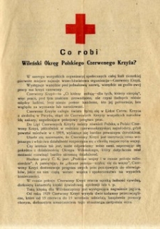Co robi Wileński Okręg Polskiego Czerwonego Krzyża?