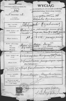 Świadectwo chrztu Aleksandra Rynkiewicza wydane przez proboszcza parafii katedralnej, Pińsk, Białoruś, 5 marca 1938 r.