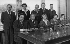 Delegacja Fabryki Przyrządów i Uchwytów w Białymstoku w fabryce obrabiarek, Kowno, Litwa, wrzesień 1977 r.