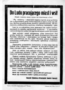 Do Ludu pracującego miast i wsi : (Wyjątki z ostatniej odezwy masowo dziś kolportowanej w Rosji)