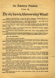 Do Żołnierzy Polskich List 31 : Źle się bawią kierownicy Wasi
