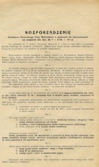 Rozporządzenie Komisarza Generalnego Ziem Wschodnich o wyborach do tymczasowych rad miejskich (Dz.Urz.No 7-5-VII-19 r.)