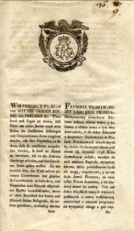 Objaśnienie Praw względem Czynszow Duchownych dla Prowincyi Prus Południowych y Nowo-Wschodnich. [ Z dn. 31 stycznia 1800 r.].