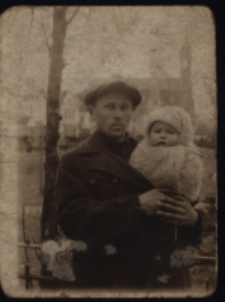 Andrzej Gołubowski z synem, Rynek Kościuszki, Białystok lata 20-30. XX w.