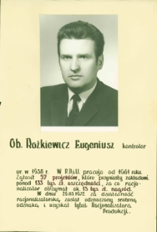 Zdjęcie Eugeniusza Rożkiewicza z tablicy zasłużonych pracowników Fabryki Przyrządów i Uchwytów, Białystok, lata 70. XX w.