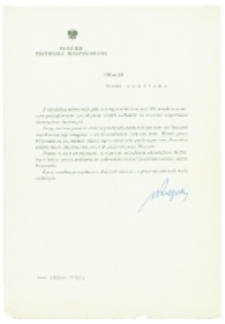 List pochwalny dla Teodora Sołowieja od Ministra Przemysłu Maszynowego, Warszawa, lipiec 1978 r.