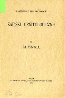 Zapiski ornitologiczne. 10, Słonka