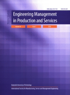 Engineering Management in Production and Services. Vol. 10, iss. 1