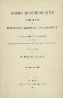 Schriften zur Psychologie und Aesthetik sowie zur Apologetik des Judenthums