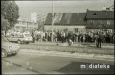Wypadek drogowy, Białystok, druga połowa lat 70. XX w., fot. ze zbiorów Andrzeja Trzcińskiego