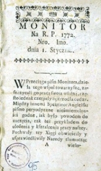 Monitor na Rok Pański 1772: Nro. I - CV