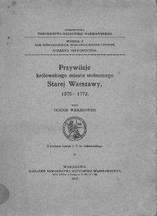 Przywileje królewskiego miasta stołecznego Warszawy 1376-1772