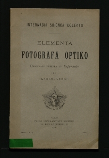 Elementa fotografa optiko : originale verkita en Esperanto