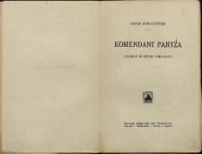 Komendant Paryża : dramat w ośmiu obrazach