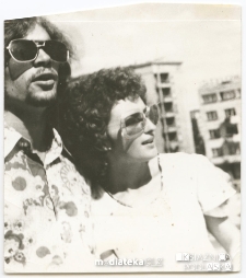 Irena Michalczuk z kolegą, ul. Św. Rocha, Białystok - lata 70. XX w.