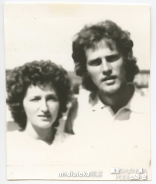 Irena Michalczuk z kolegą, Białystok - lata 70. XX w.