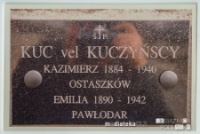 Pamiątkowa płyta nagrobna Kazimierza i Emilii Kuczyńskich, Plac Ducha Świętego, Białystok