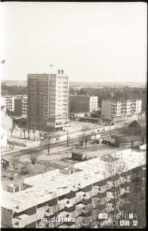 Widok z wieżowca na ul. Wojskową i ul. Marii Skłodowskiej-Curie, Białystok, 1975 r.