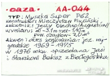 Opis łódki Oaza AA-044, typ Myszka Super P62 wykonany przez Zbigniewa Kamionowskiego, Białystok