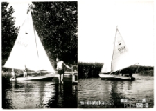Zbigniew Kamionowski żegluje z rodziną w łódce Oaza AA-044 Rajgrodzkie, 1969-75 r.