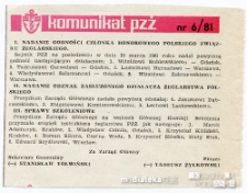 Komunikat Polskiego Związku Żeglarskiego, Warszawa, 29.03.1981