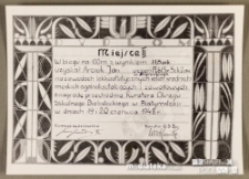 Dyplom za zajęcie II miejsca w biegu na 100 m dla Jana Arciucha ucznia Publ. Śr. Szk. Zaw. w Starosielcach na zawodach lekkoatletycznych szkół średnich męskich ogólnokształcących i zawodowych