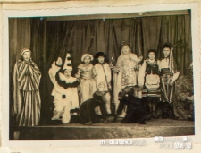 Dryżyna harcerek i zuchów Związku Harcerstwa Polskiego w Białej Podlaskiej podczas inscenizacji teatru szkolnego "I prawda i bajka", ul. Janowska, Biała Podlaska, 7.12.1937