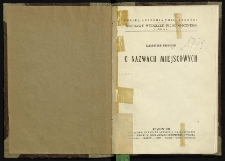 O nazwach miejscowych