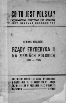 Rządy Fryderyka II na ziemiach polskich (1772-1786)