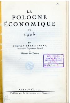 La Pologne économique en 1926