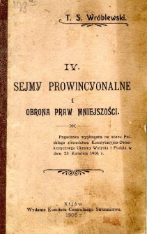 Sejmy prowincyonalne i obrona praw mniejszości