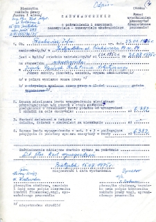 Zaświadczenie o pracy nauczyciela akademickiego Zofii Frankiewicz